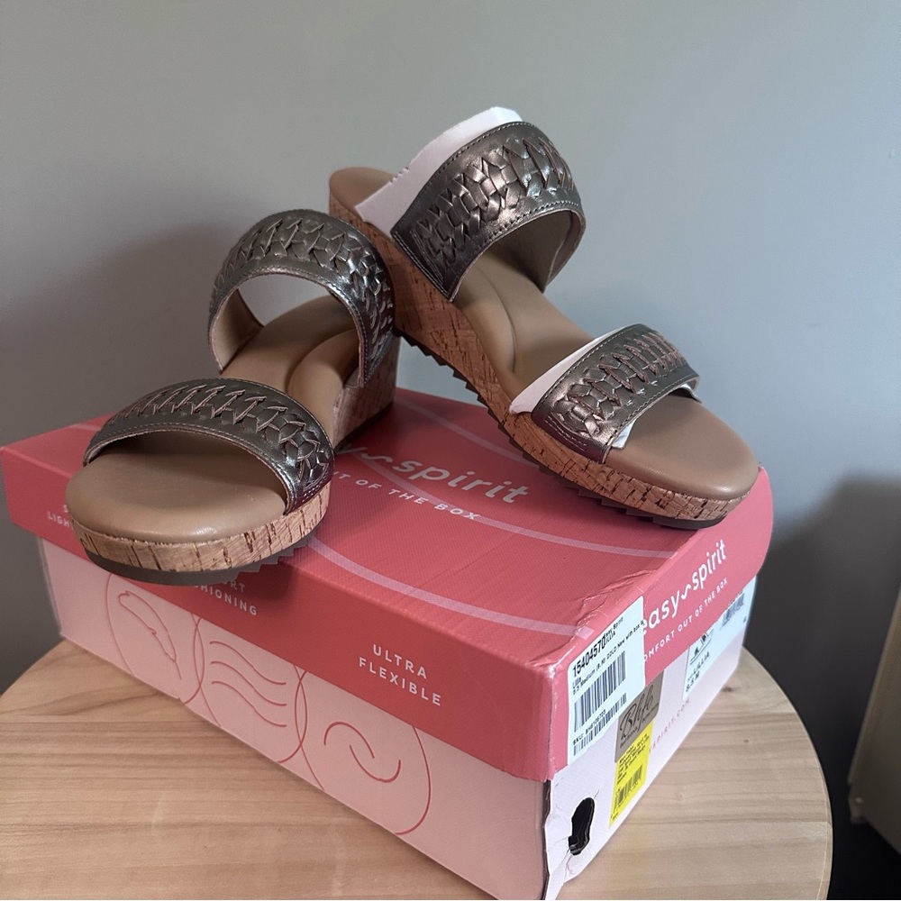 Easy Spirit Metallic Wedge Sandals